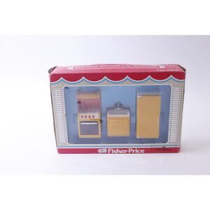 Fisher-Price, 1981, Dollhouse, Miniatures, Kitchen, Set, MIB, Medium, Vintage, D